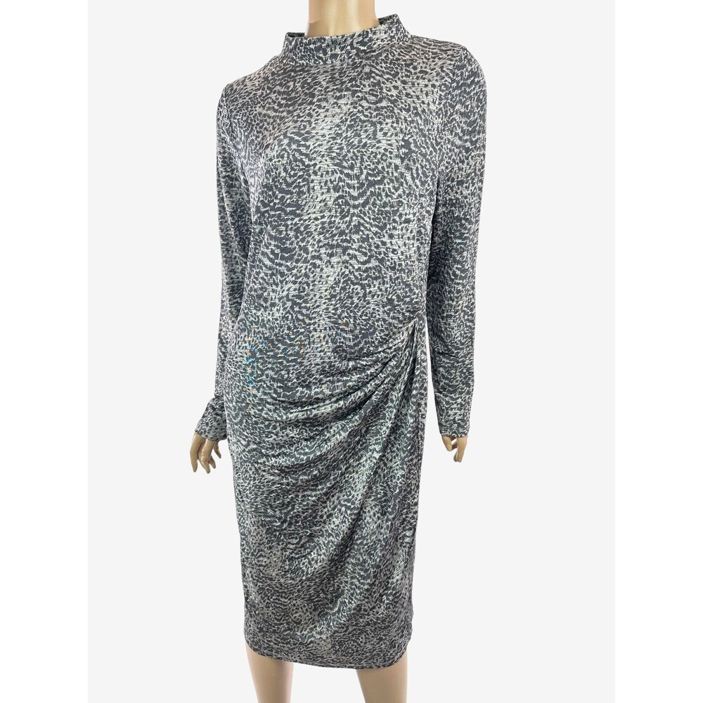 Christian Siriano for Lane Bryant Sz 14 Sheath Dress Gray Long Sleeve Poly/Spand